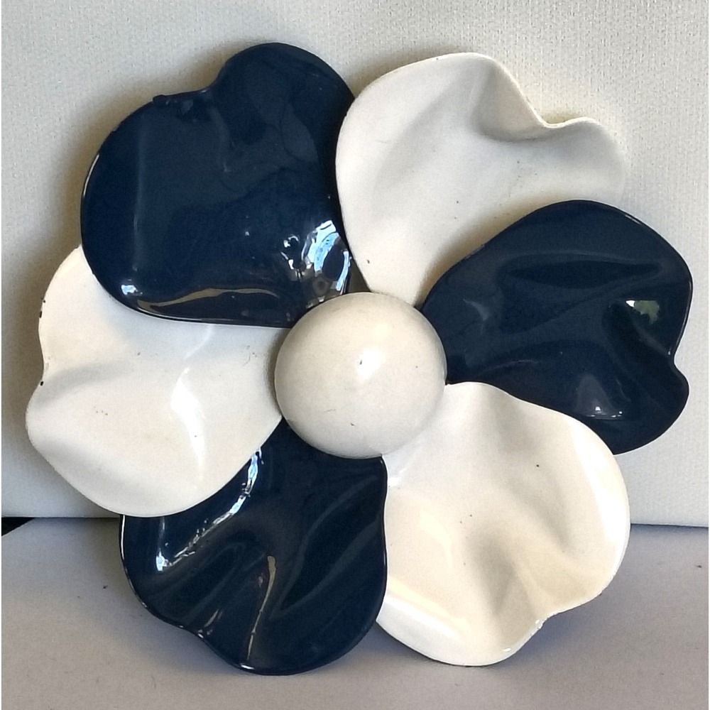 Vintage Layered Enamel Flower Power Mod Retro 60s Brooch 2 3/4"